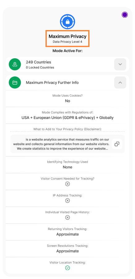 Maximum Privacy Mode
